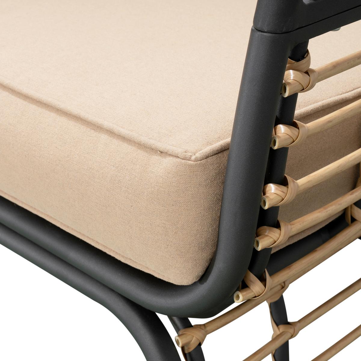 Loungesessel Paros - Anthrazit/Beige, Basics, Kunststoff/Textil (72/154/83cm) - Gardenson