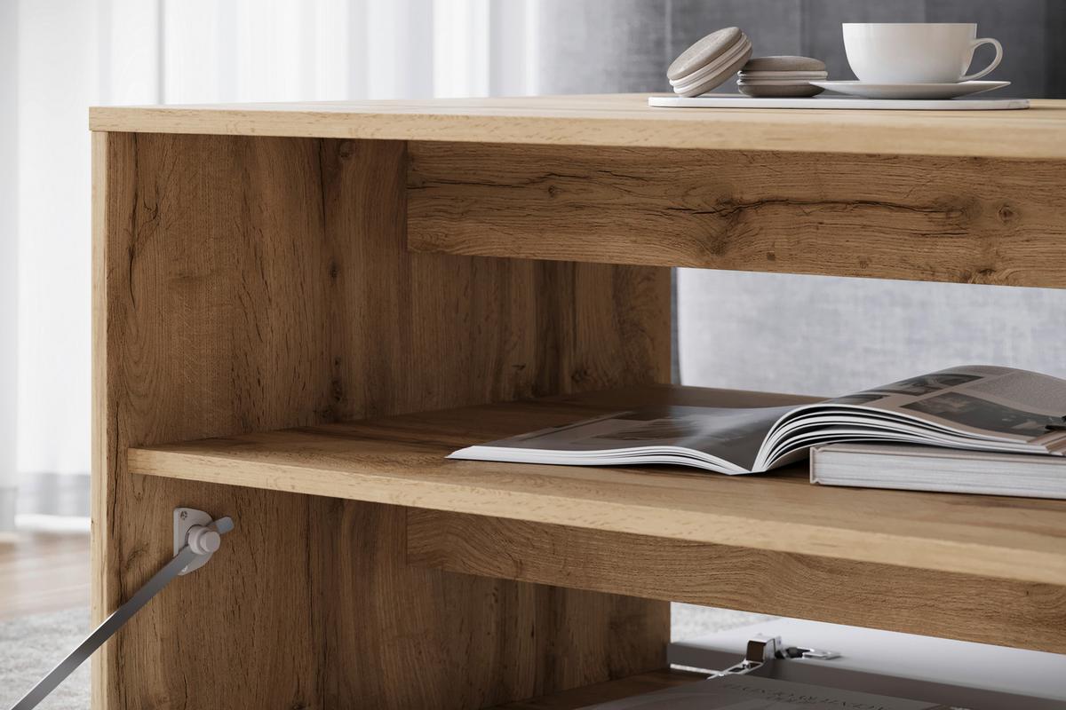 Couchtisch Narobi-ii Eiche Wotan/weiß B: 90 Cm - Eiche Wotan/Weiß, Trend, Holzwerkstoff/Kunststoff (90/45/55cm) - P & B