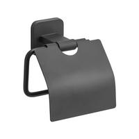 Toilettenpapierhalter Porto Black Schwarz, Wandmontage - Schwarz, MODERN, Metall (14,5/13/6,5cm) - Wenko