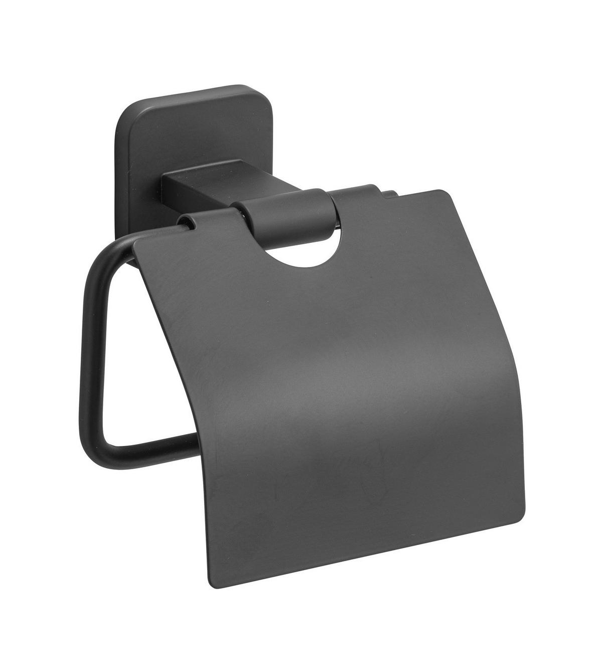 Toilettenpapierhalter Porto Black Schwarz, Wandmontage - Schwarz, MODERN, Metall (14,5/13/6,5cm) - Wenko