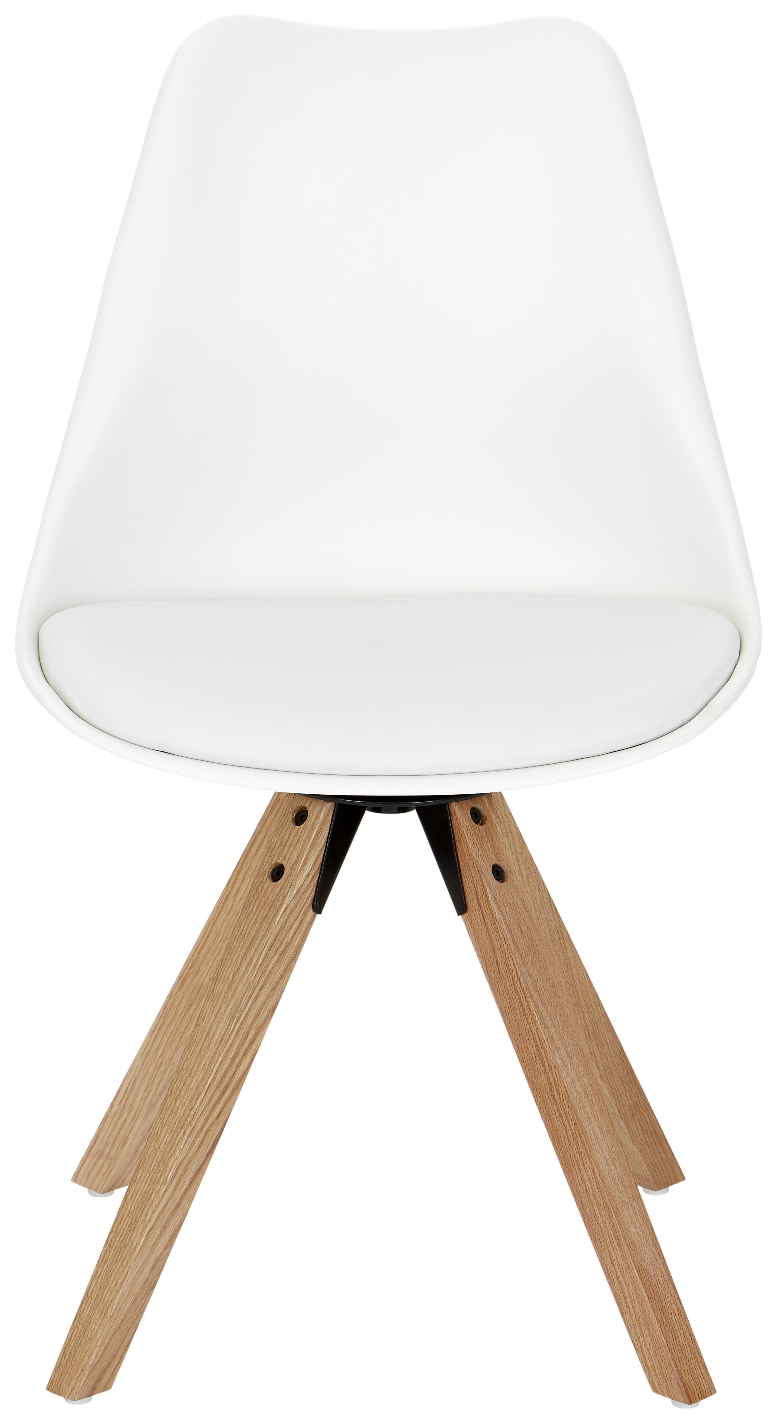 Schalenstuhl Malmö Weiß Lederlook drehbar - Eichefarben/Weiß, MODERN, Holz/Kunststoff (56/85/49cm) - Luca Bessoni