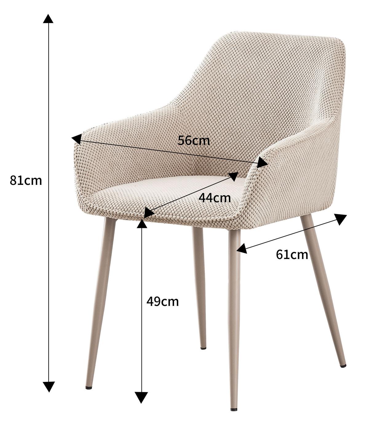 Szék Cora - bézs/krémszínű, Modern, textil/fém (56/81/62cm) - MID.YOU