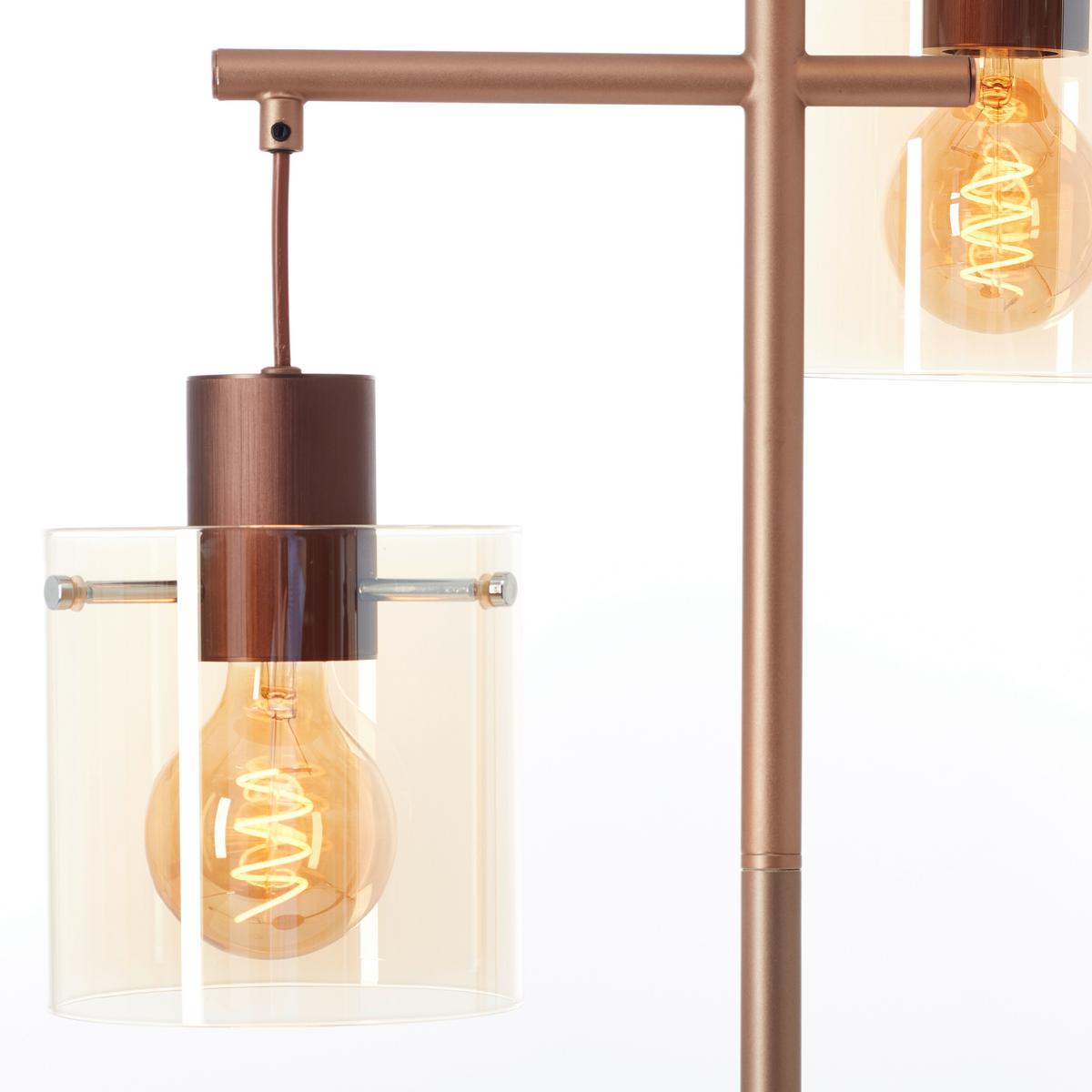 Stehleuchte Exkl. 3xe27, 60w - Bernsteinfarben/Braun, Basics, Glas/Metall (46/152,2cm)