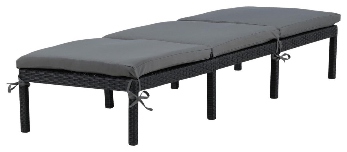 Sonnenliege Bilbao Kunststoffgeflecht - Schwarz, KONVENTIONELL, Kunststoff (59/84/198cm) - Gardenson