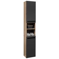 Hochschrank Vista BxH: 34x190 cm Eiche Dekor/Schwarz - Eichefarben/Schwarz, Basics, Holzwerkstoff (34/190/31cm) - MID.YOU