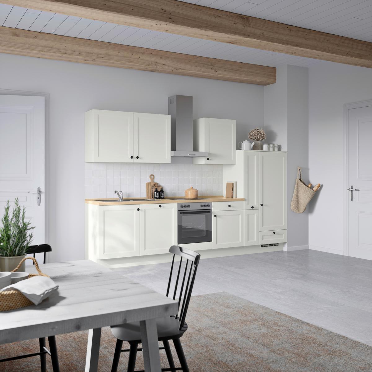 Kuchyňská linka 330 cm, bílá - bílá/barvy dubu, Moderní, kov/kompozitní dřevo (330cm) - Nobilia