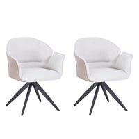 Armlehnstuhl Hilda Beige drehbare Sitzfläche 2er-Set - Beige/Schwarz, MODERN, Textil/Metall (61/81/60cm) - MID.YOU