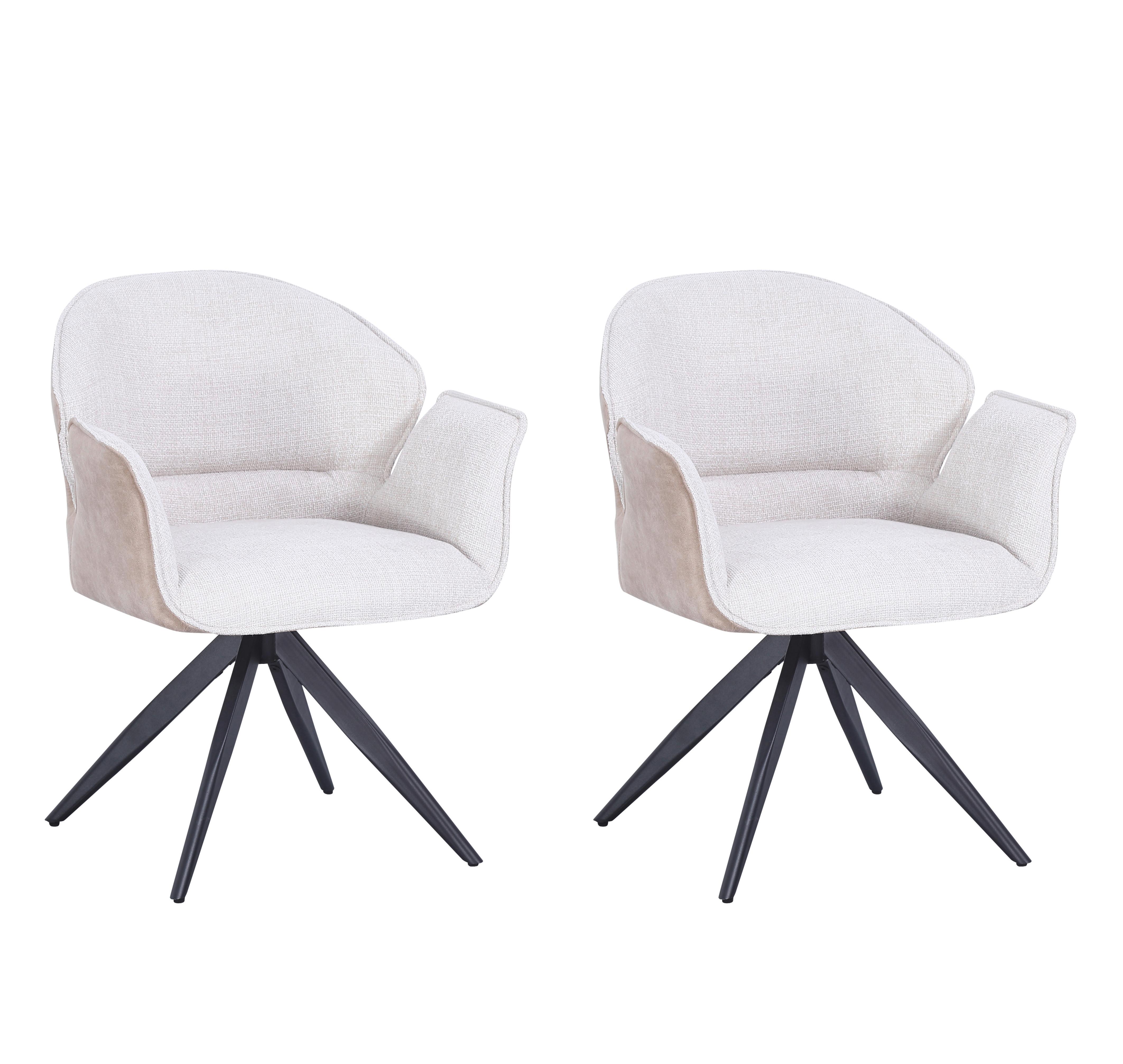 Armlehnstuhl Hilda Beige Drehbare Sitzfläche 2er-Set