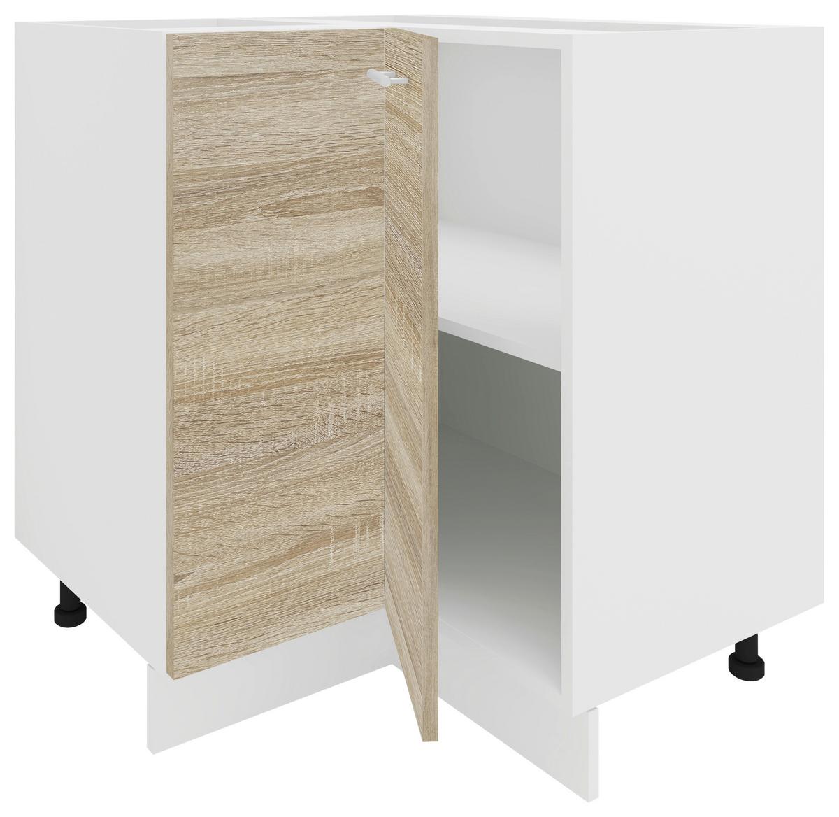 Eckunterschrank Esilo B: 76 cm Weiß/Eiche Dekor - Weiß/Sonoma Eiche, KONVENTIONELL, Holzwerkstoff (76/82/76cm) - MID.YOU