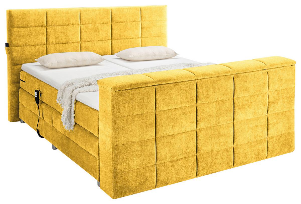 Boxspringbett Mit Topper 180x200 Cm Denver - Gelb, KONVENTIONELL, Textil (180/200cm) - Carryhome