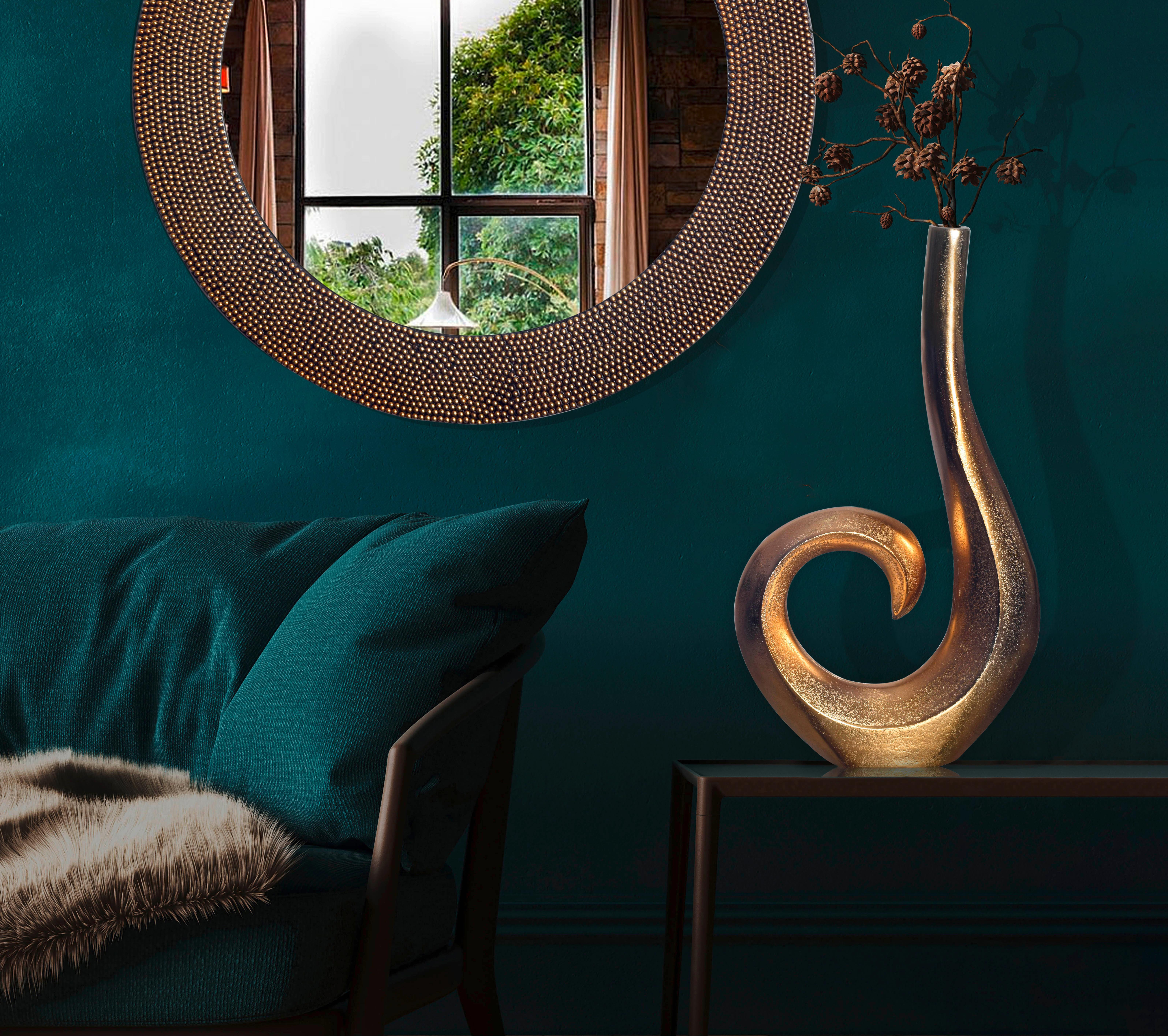 Dekovase Spirale Goldfarben B: 26 Cm - Goldfarben, Design, Metall (26/47/8cm) - Livetastic