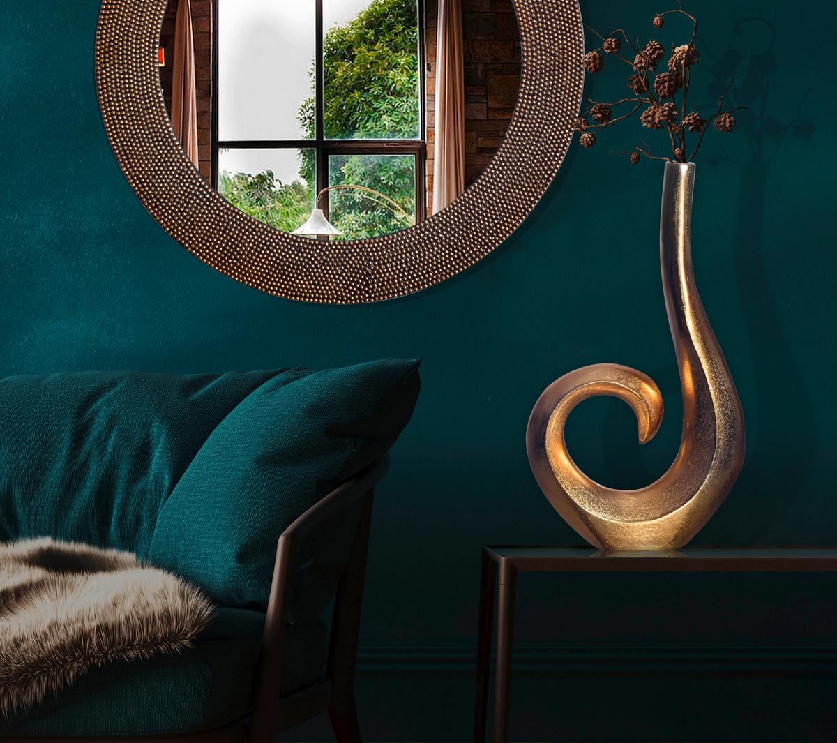 Dekovase Spirale Goldfarben B: 26 Cm - Goldfarben, Design, Metall (26/47/8cm) - Livetastic