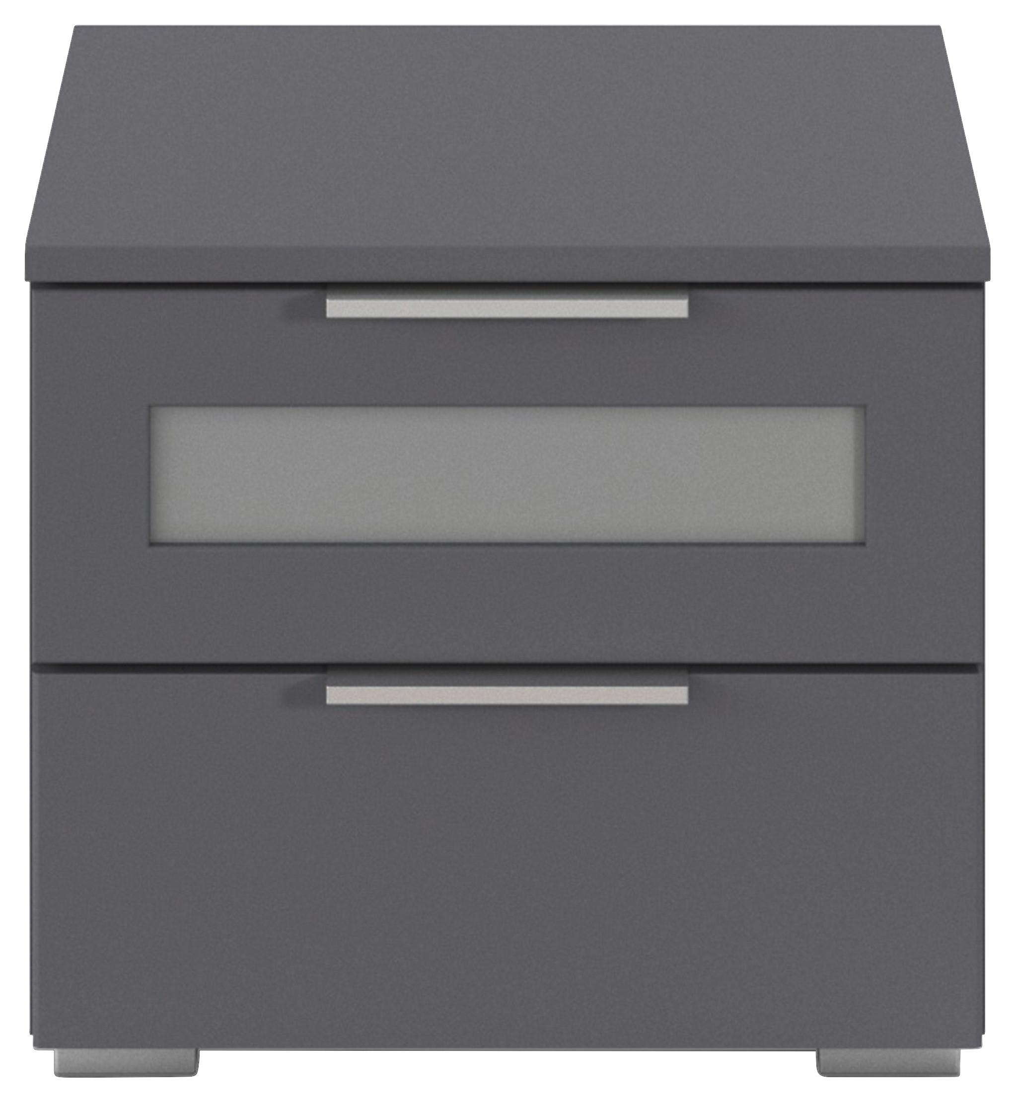 Nachtkästchen Mars 2l-gr Grau B: 36 Cm - Alufarben/Weiß, Basics, Holzwerkstoff (40/36/40cm)