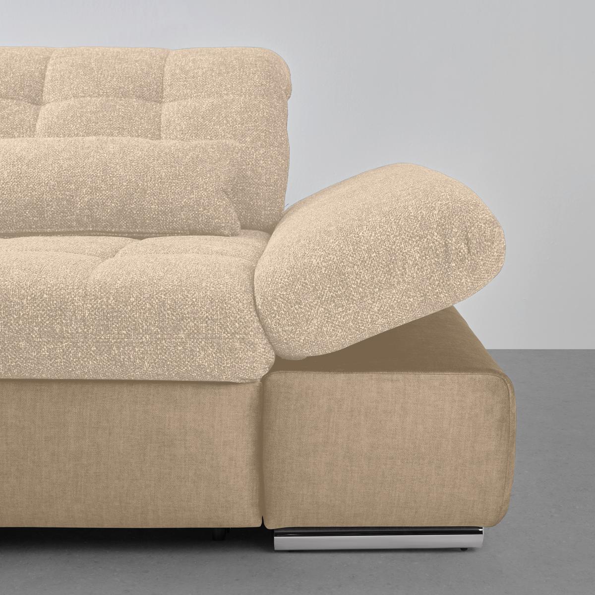 Rohová sedačka SANFINO, ľavá, sivohnedá / béžová - chrómová/taupe, Konventionell, kov/drevo (199/79-96/305cm) - Premium Living