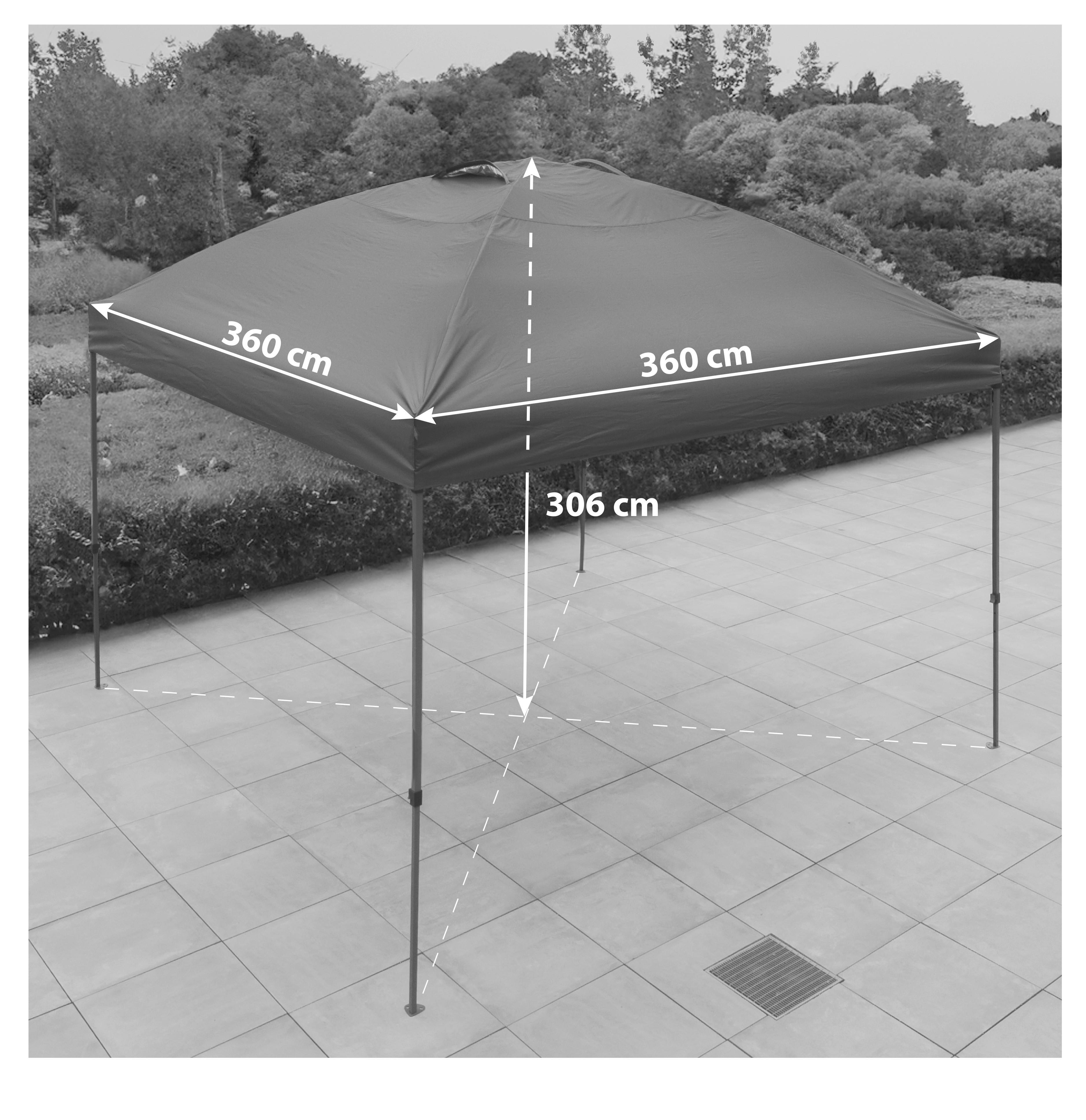 Pavillon 360x360 cm Uv-Beständig, Faltbar - Basics, Textil/Metall (360/306/360cm)