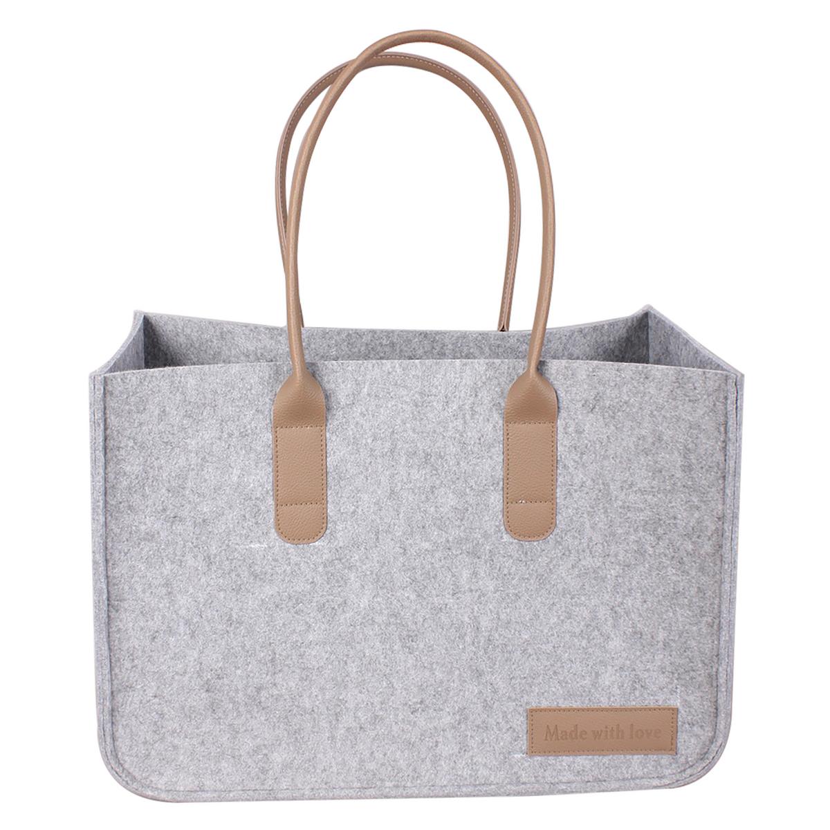 Einkaufstasche Sophie - Hellgrau/Braun, LIFESTYLE, Kunststoff/Textil (50/25/35cm) - Luca Bessoni