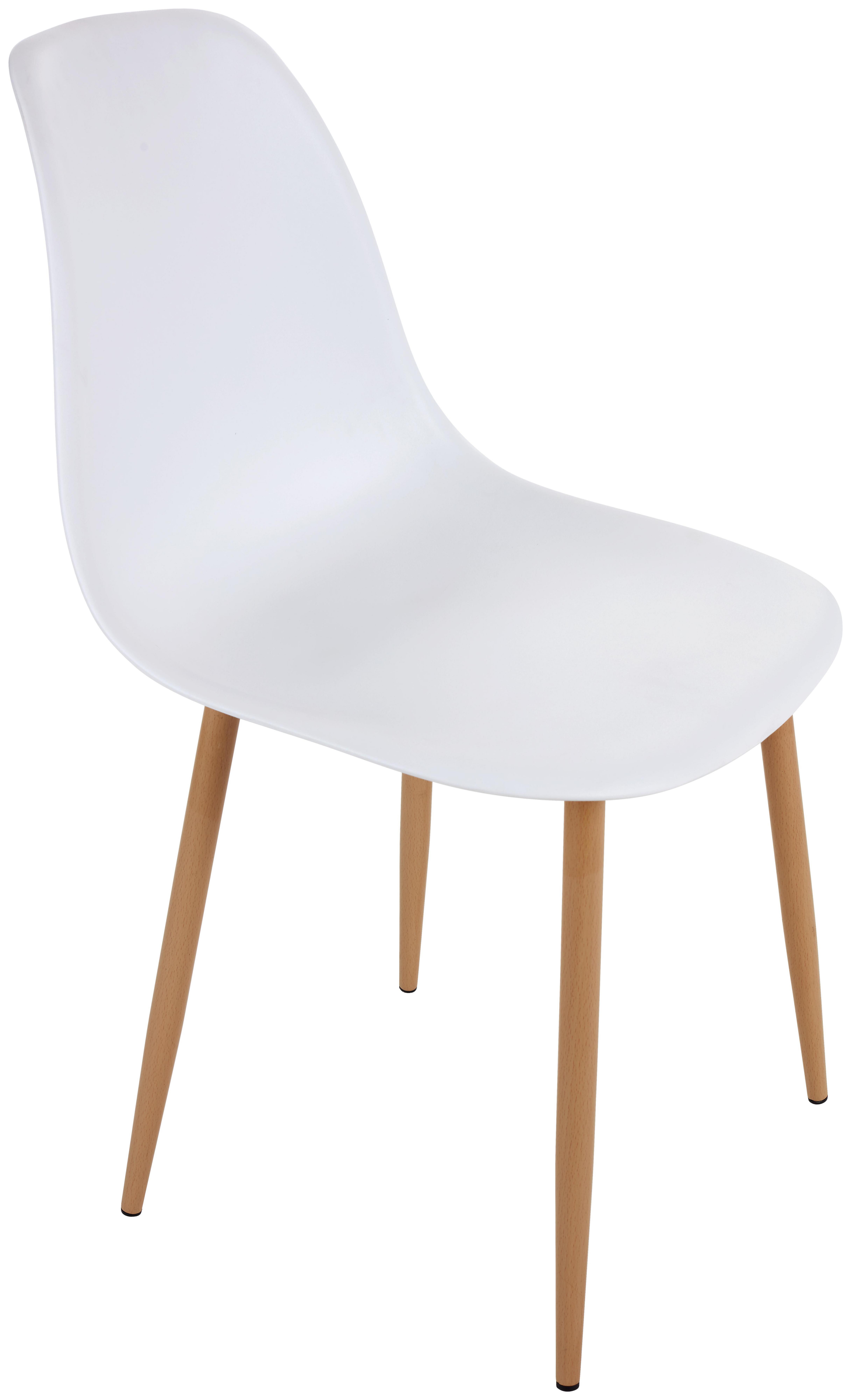 Stuhl Rivan B: 44 cm Weiß - Buchefarben/Weiß, MODERN, Kunststoff/Metall (44/83/53cm) - Ombra