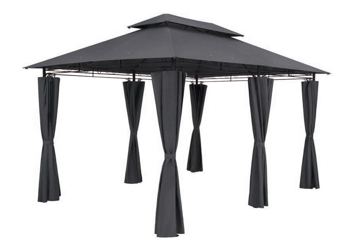 Pavillon Moldau - Anthrazit/Schwarz, Basics, Kunststoff/Metall (400/275/300cm) - Gardenson