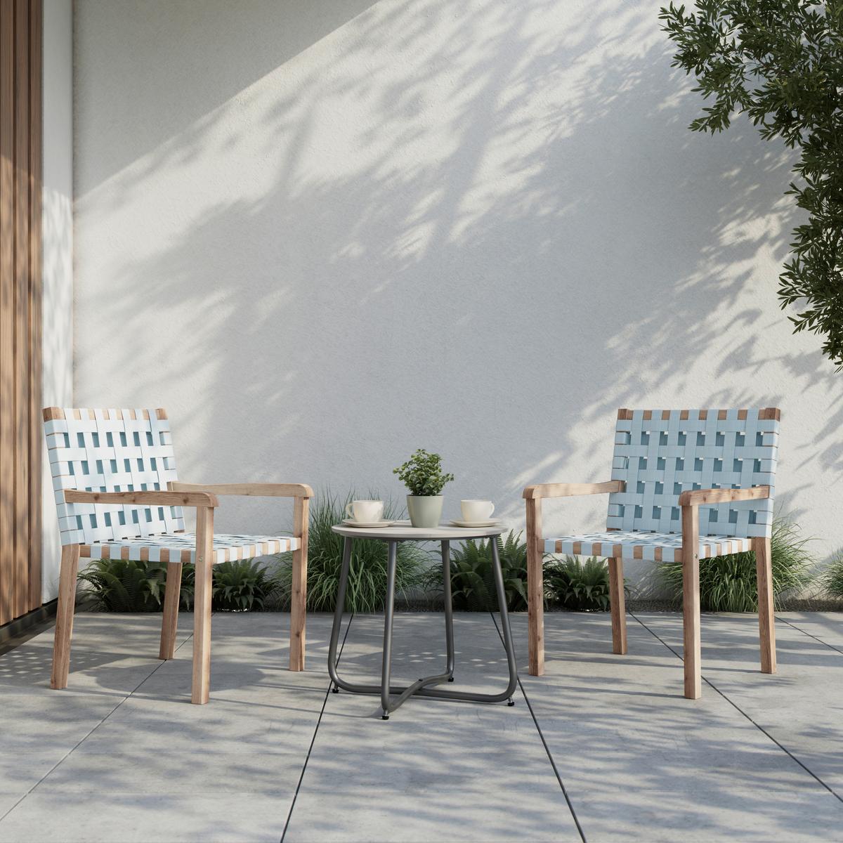 SADA ZAHRADNÍCH KŘESEL LAURIA - krémová/barvy akácie, Moderní, dřevo/textil (58,5/84/60cm) - Bessagi Garden