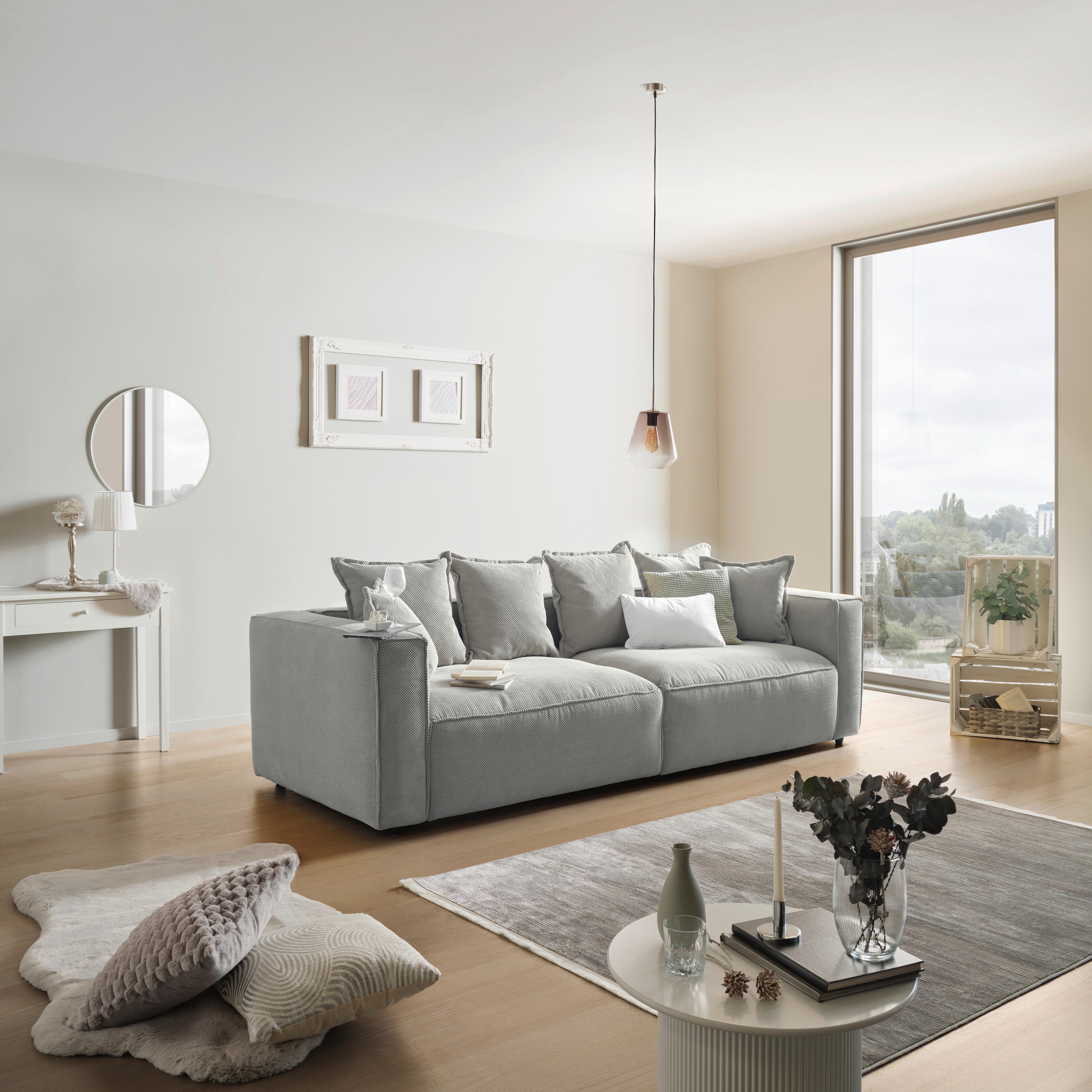 Bigsofa Cowboy - Hellgrau/Schwarz, MODERN, Textil (280/72/109cm)