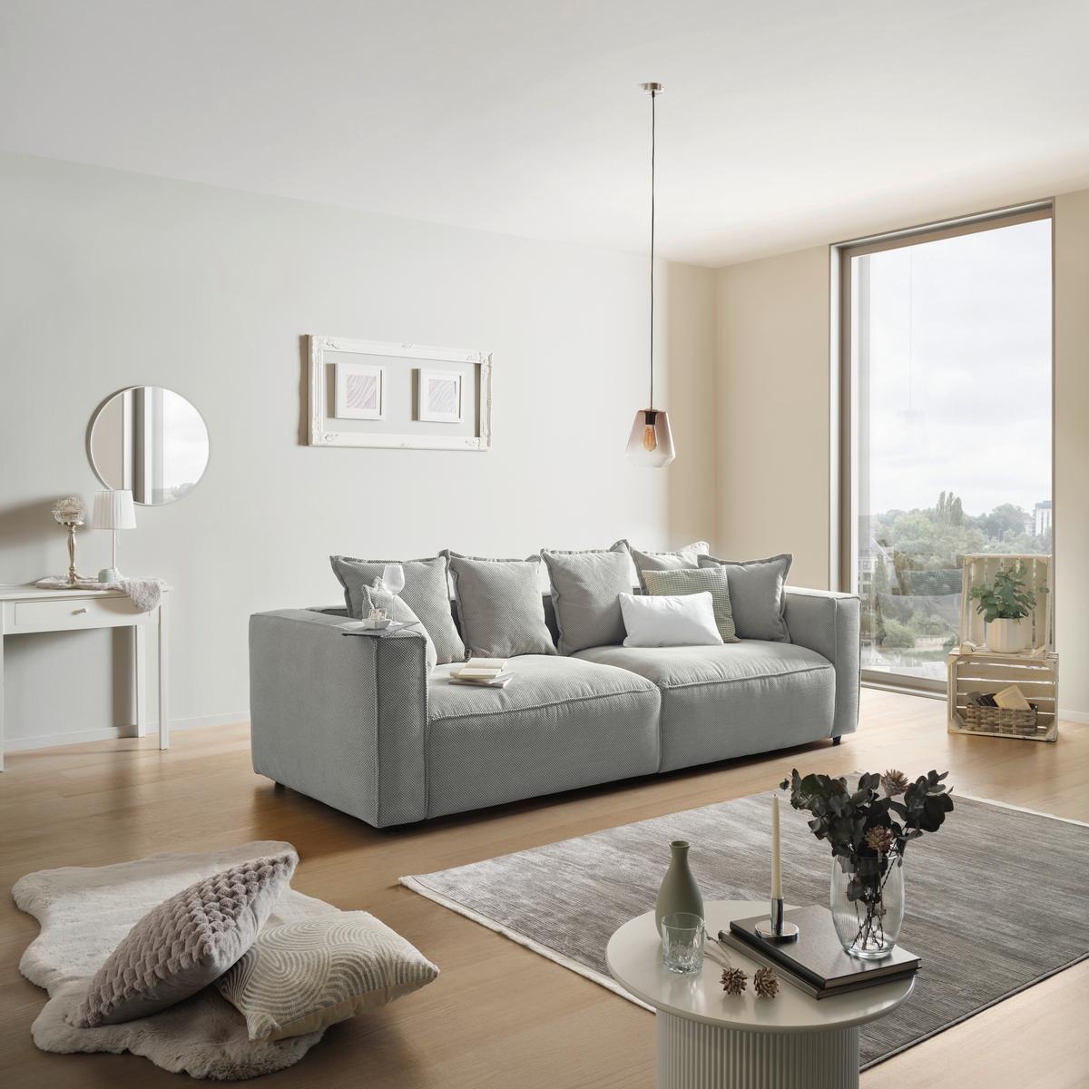 POHOVKA BIG SOFA COWBOY - černá/světle šedá, Moderní, textil (280/72/109cm)