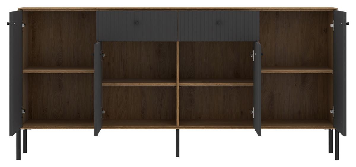 Sideboard Nurisa Anthrazit B: 180 cm - Anthrazit/Schwarz, Trend, Holzwerkstoff (183,5/86/40cm) - MID.YOU