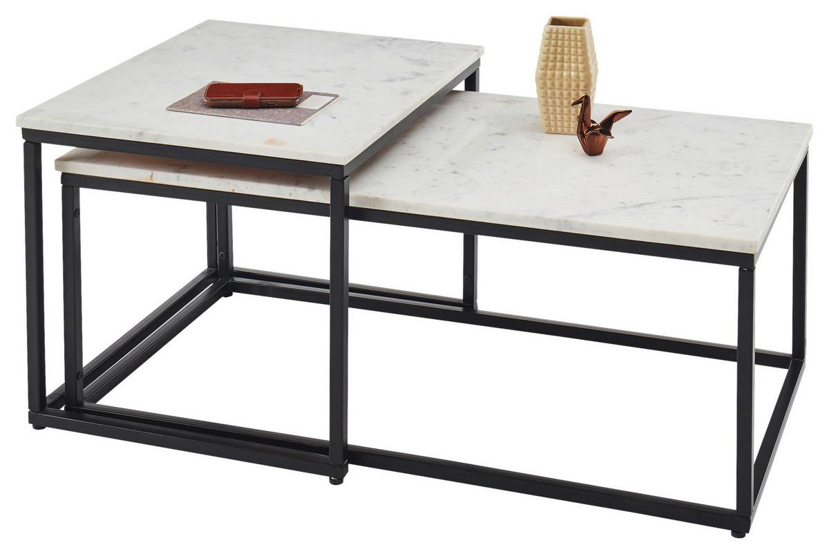 KONFERENČNÍ STOLEK KENO - bílá/černá, Lifestyle, kov/kámen (100/35/50cm)