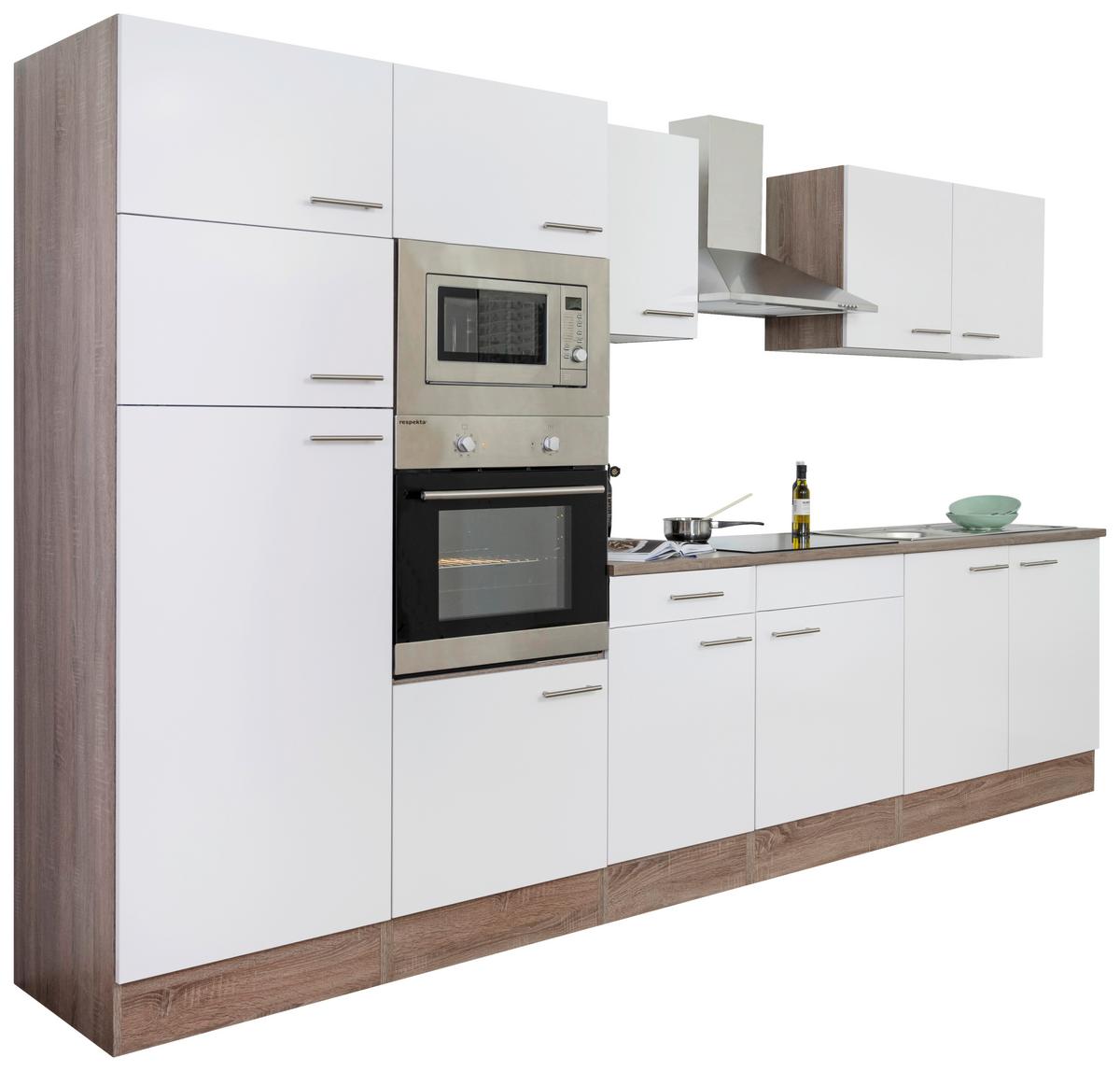 Küchenzeile Mit Geräten B: 330 Cm Eichefarben/weiß - Eichefarben/Weiß, MODERN, Holzwerkstoff (330cm) - Respekta