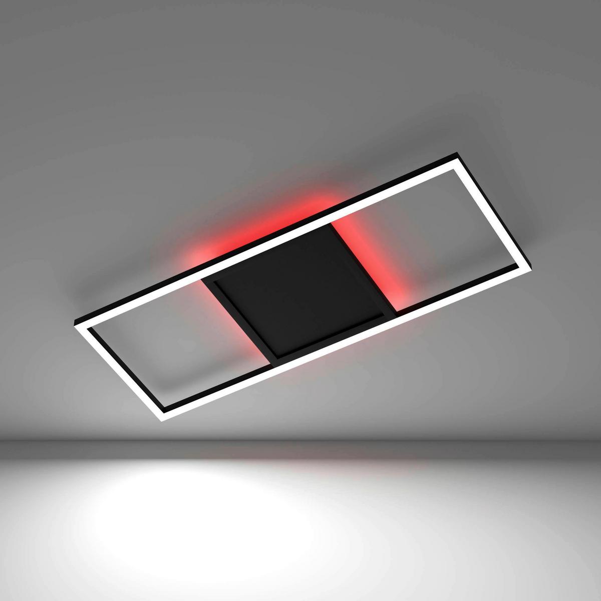 LED-Deckenleuchte Calagrano-Z L: 64 cm mit Farbwechsler - Schwarz/Weiß, Design, Kunststoff/Metall (64/24/4,5cm) - Eglo
