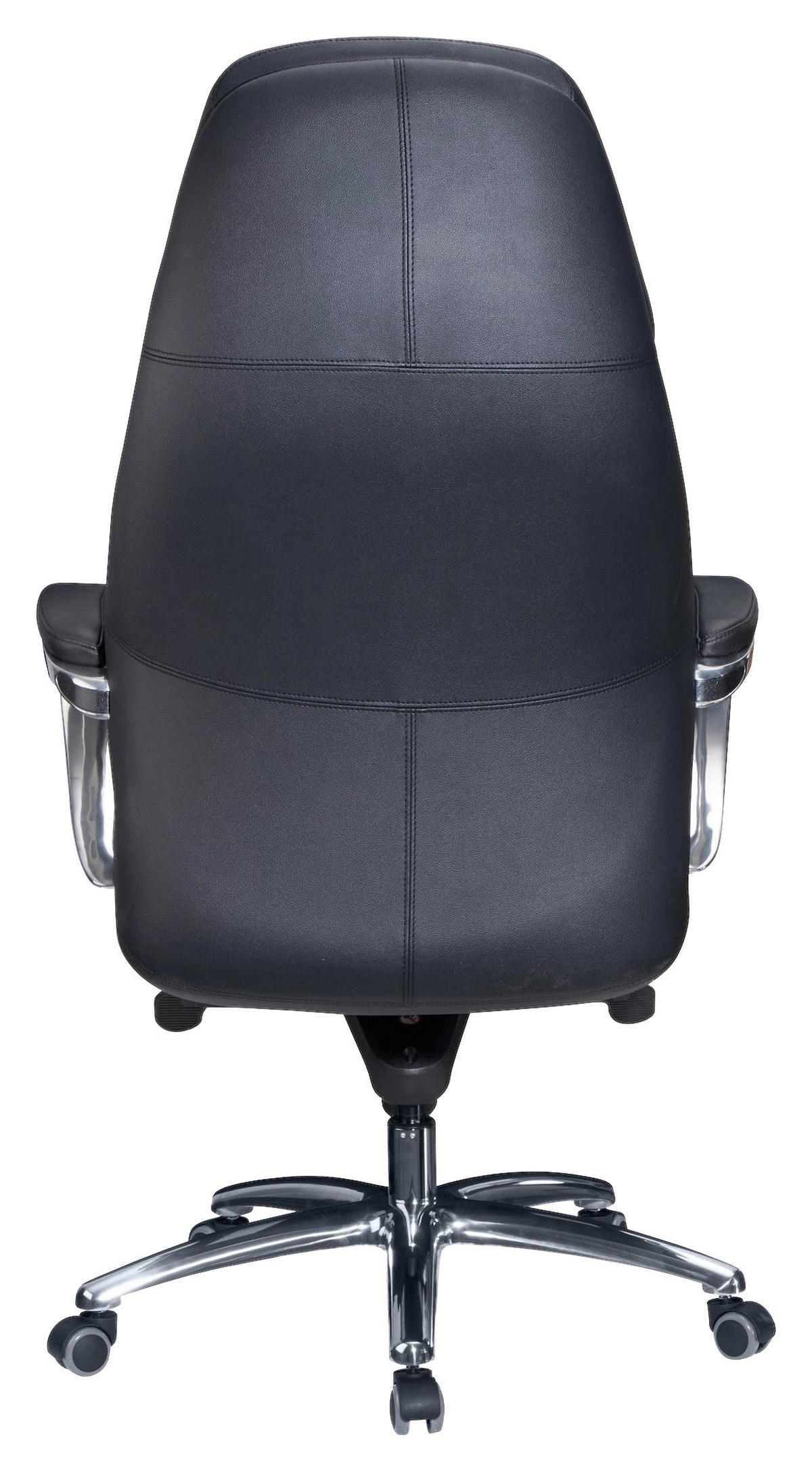 Chefsessel Amstyle Mit Armstützen Schwarz Bis 120 Kg - Alufarben/Schwarz, MODERN, Leder/Kunststoff (67/140/67cm) - MID.YOU