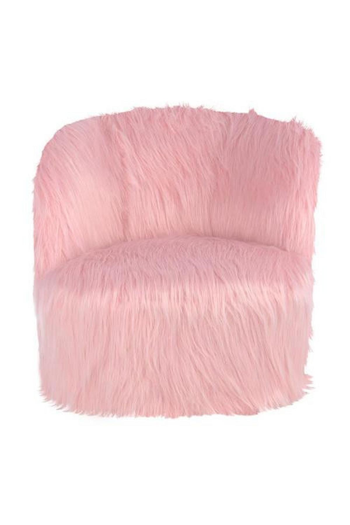 Kinderstuhl Gepolstert Mit Kunstfell-Bezug - Hellrosa, Basics, Holz/Kunststoff (47/45/47cm) - Kayoom