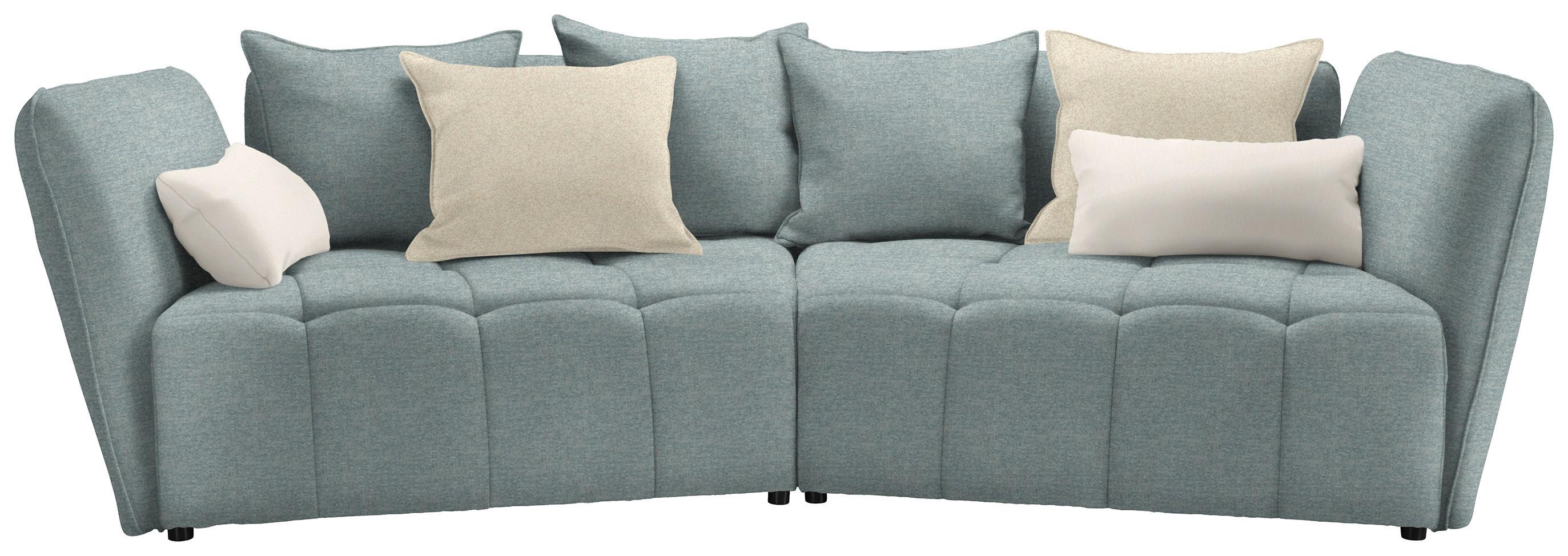 Boxspringová pohovka SOFI, světle modrá, krémová - černá/krémová, Moderní, textil (294/93/152cm) - Premium Living
