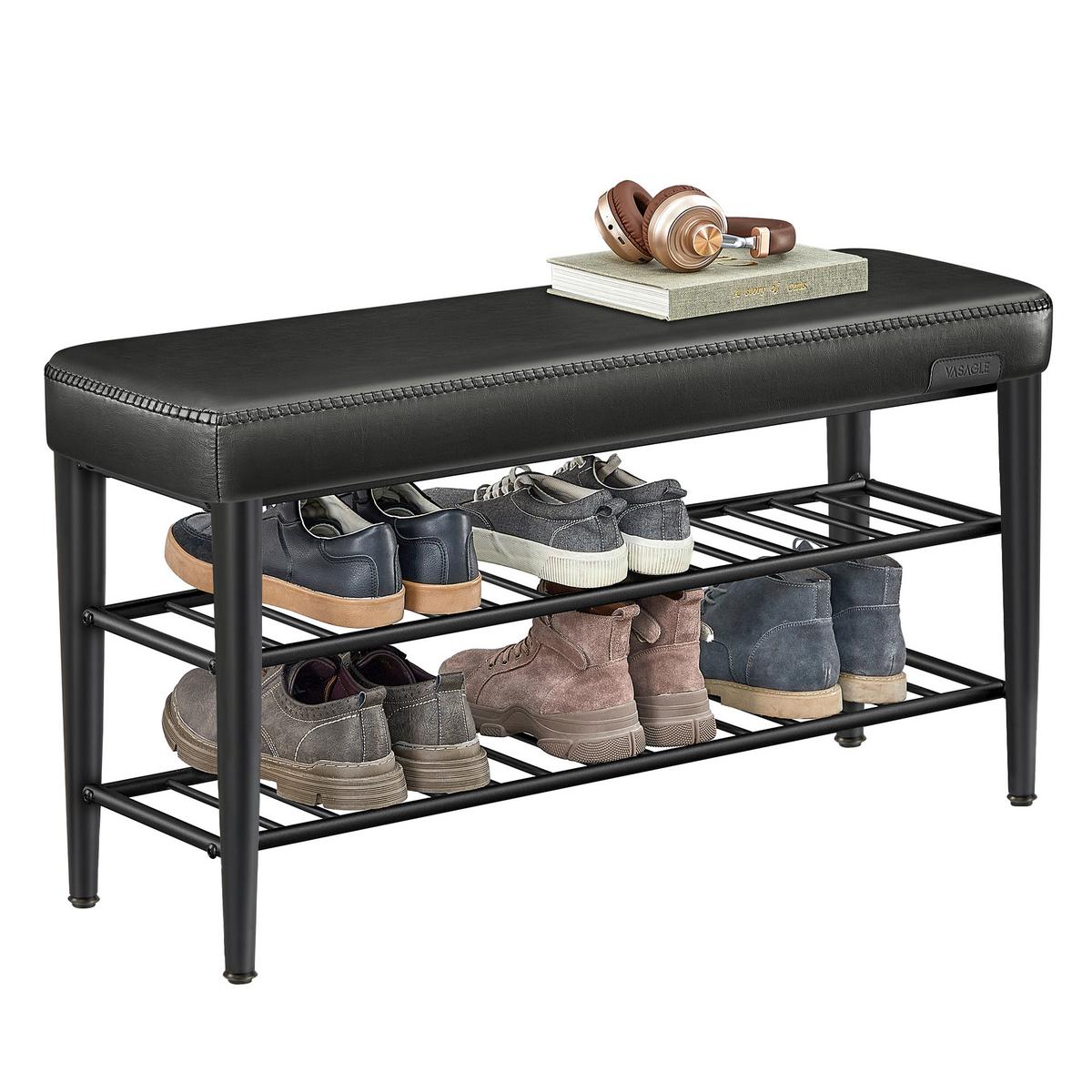 SCHUHBANK SHOE BENCH - Schwarz, MODERN, Leder/Metall (100/50/30cm) - MID.YOU