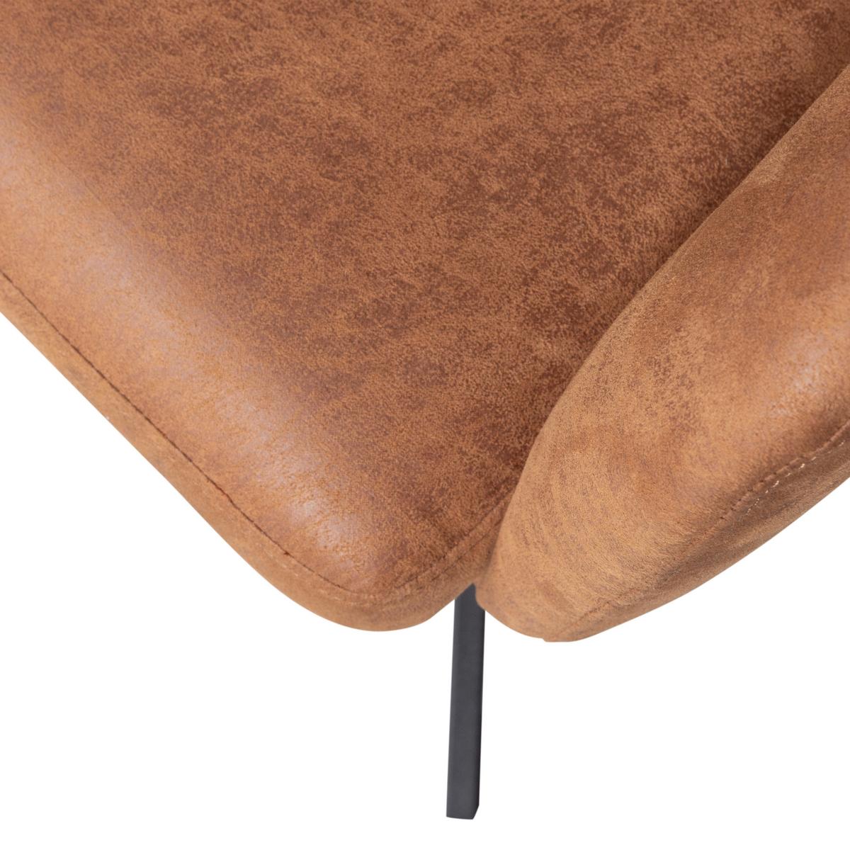 ARMLEHNSTUHL-SET Fenne Cognac B: 58cm - Cognac/Schwarz, MODERN, Textil/Metall (58/80/60cm) - Livetastic