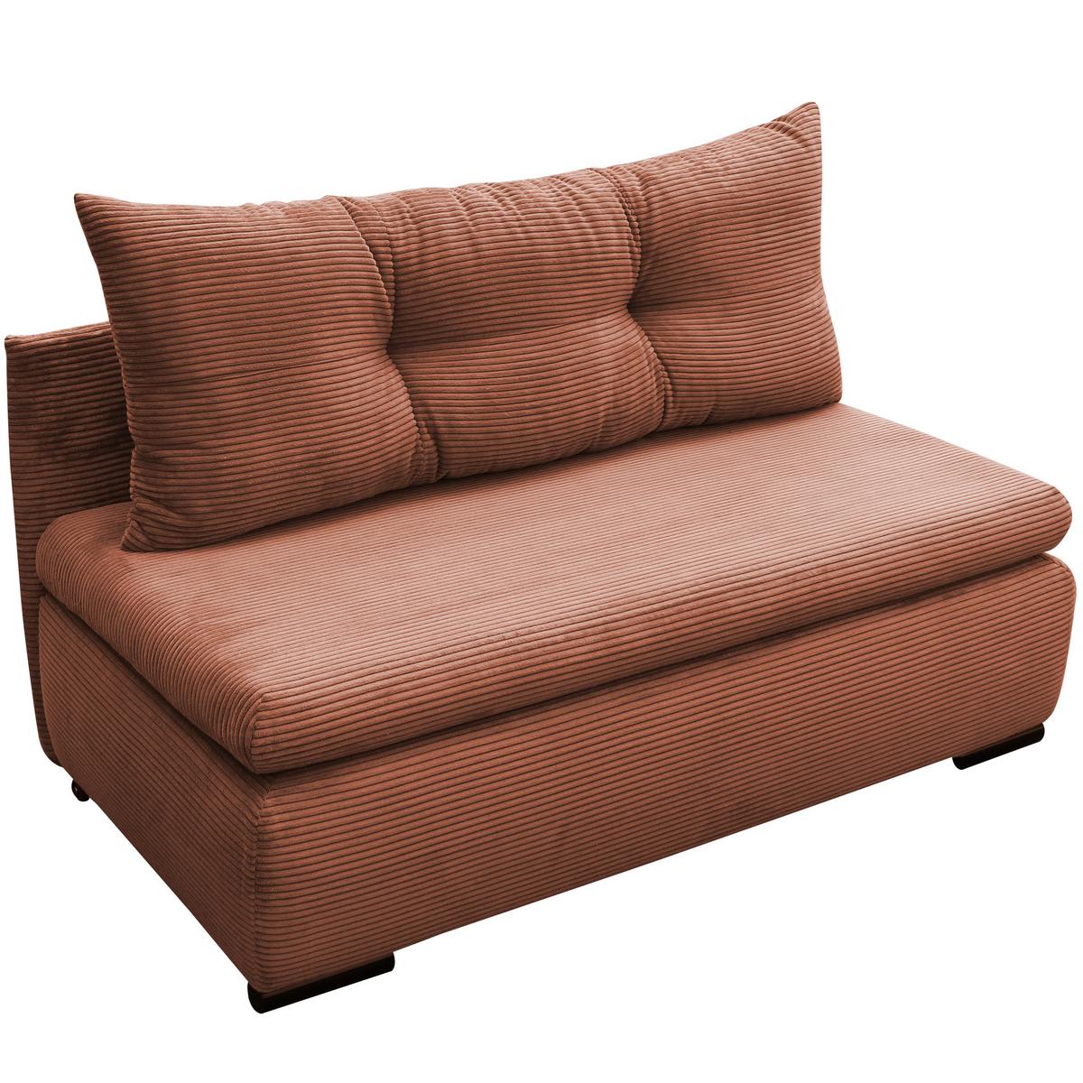 Schlafsofa mit Bettkasten Yellow B: 154 cm Cord Koralle - Koralle/Schwarz, Design, Textil (154/93/85cm) - MID.YOU