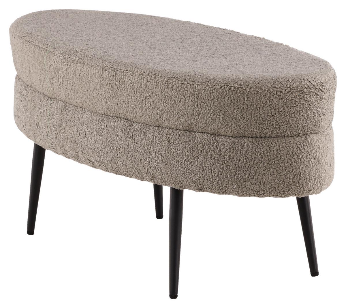 Hockerbank Otto - Greige/Schwarz, Design, Textil/Metall (100/41/40cm) - Livetastic