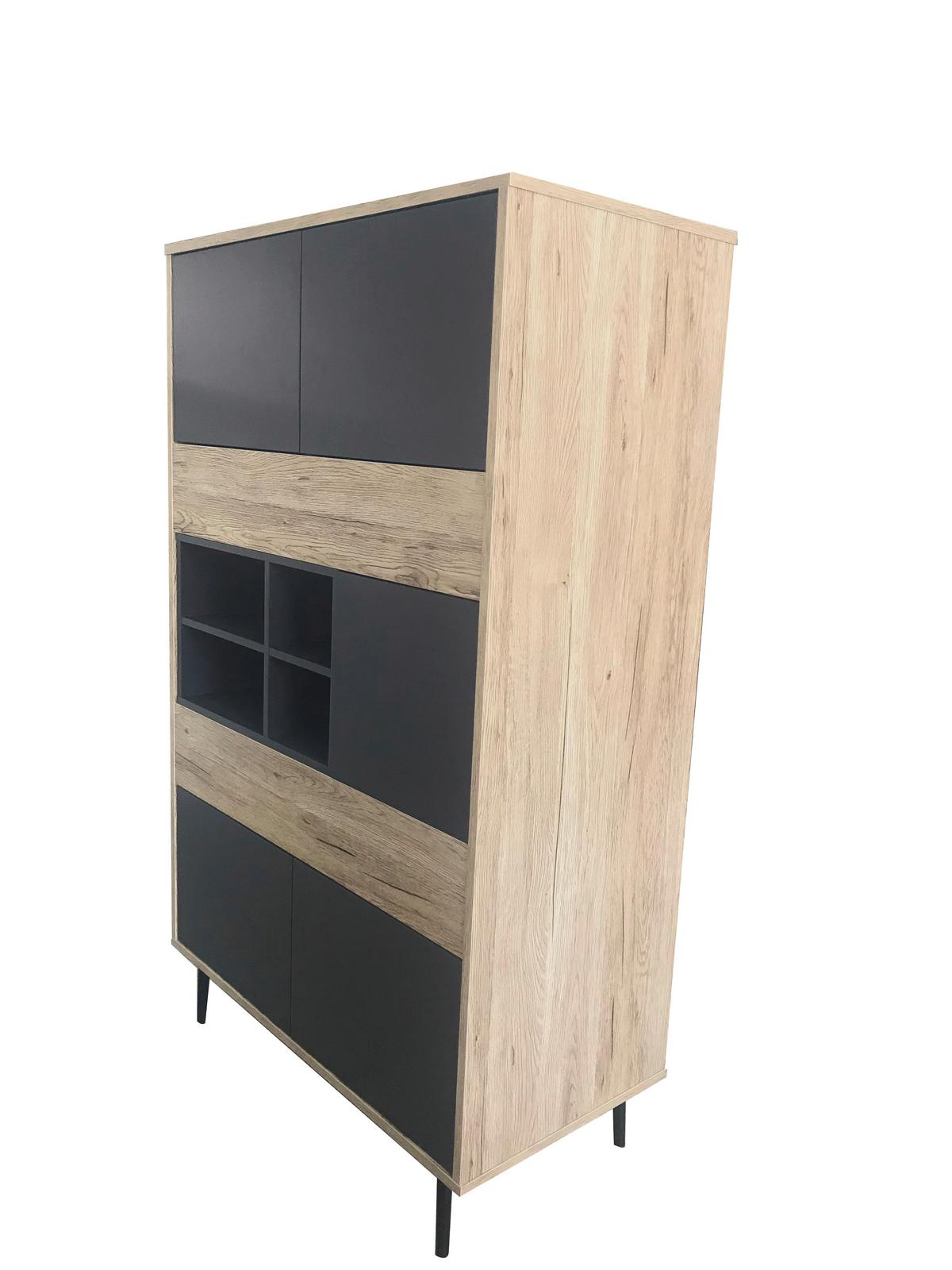 Highboard Anthrazit, Naturfarben B: 78cm - Anthrazit/Schwarz, Design, Holzwerkstoff (78/130/39cm) - Livetastic