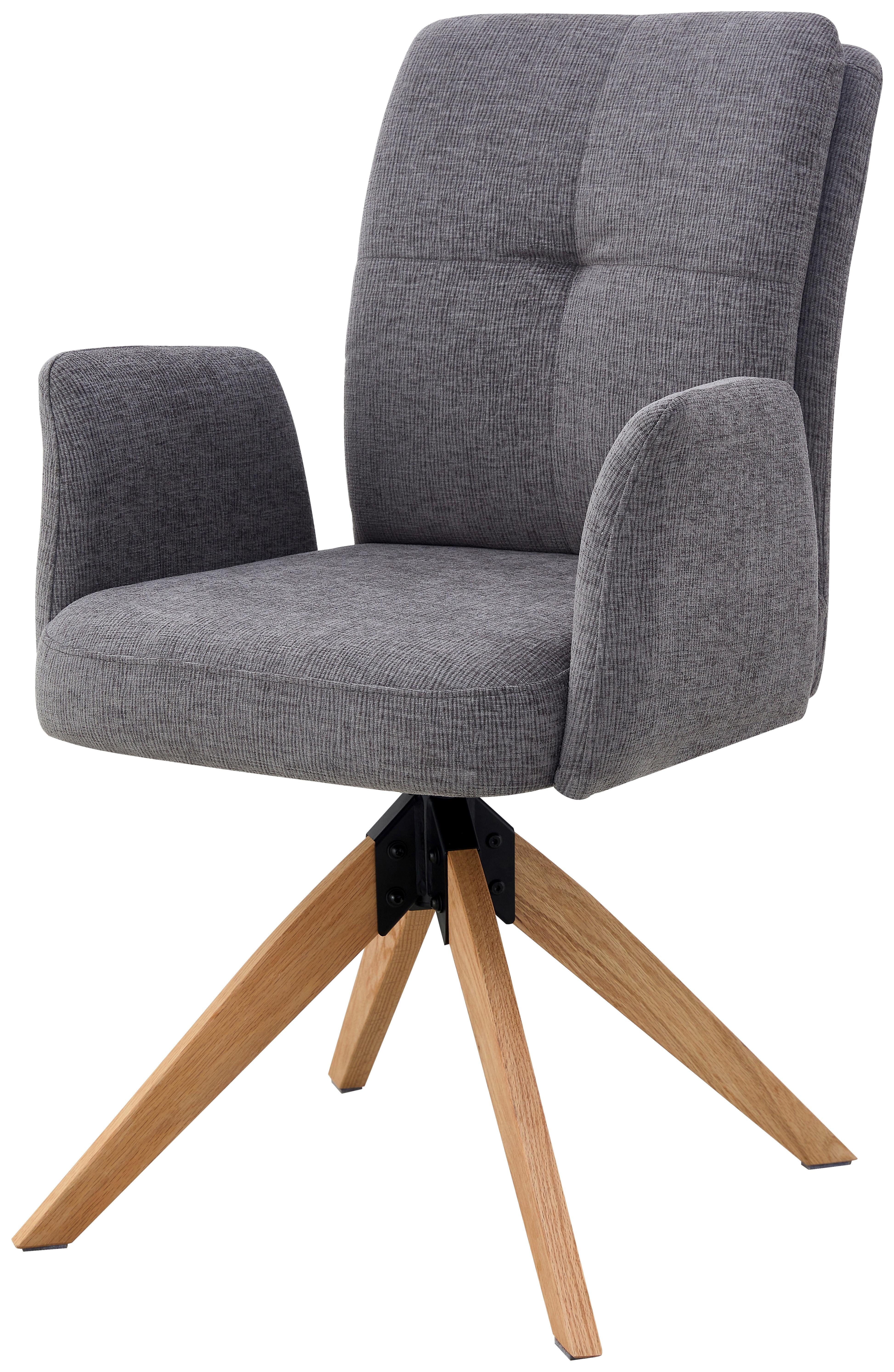 Armlehnstuhl Matei Webstoff Grau, B: 60 Cm - Naturfarben/Grau, KONVENTIONELL, Holz/Textil (60/94/66cm) - Livetastic