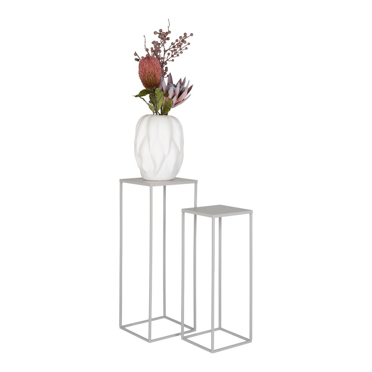 Blumentischset Beja Hellgrau 2-Teilig - Hellgrau, Design, Metall