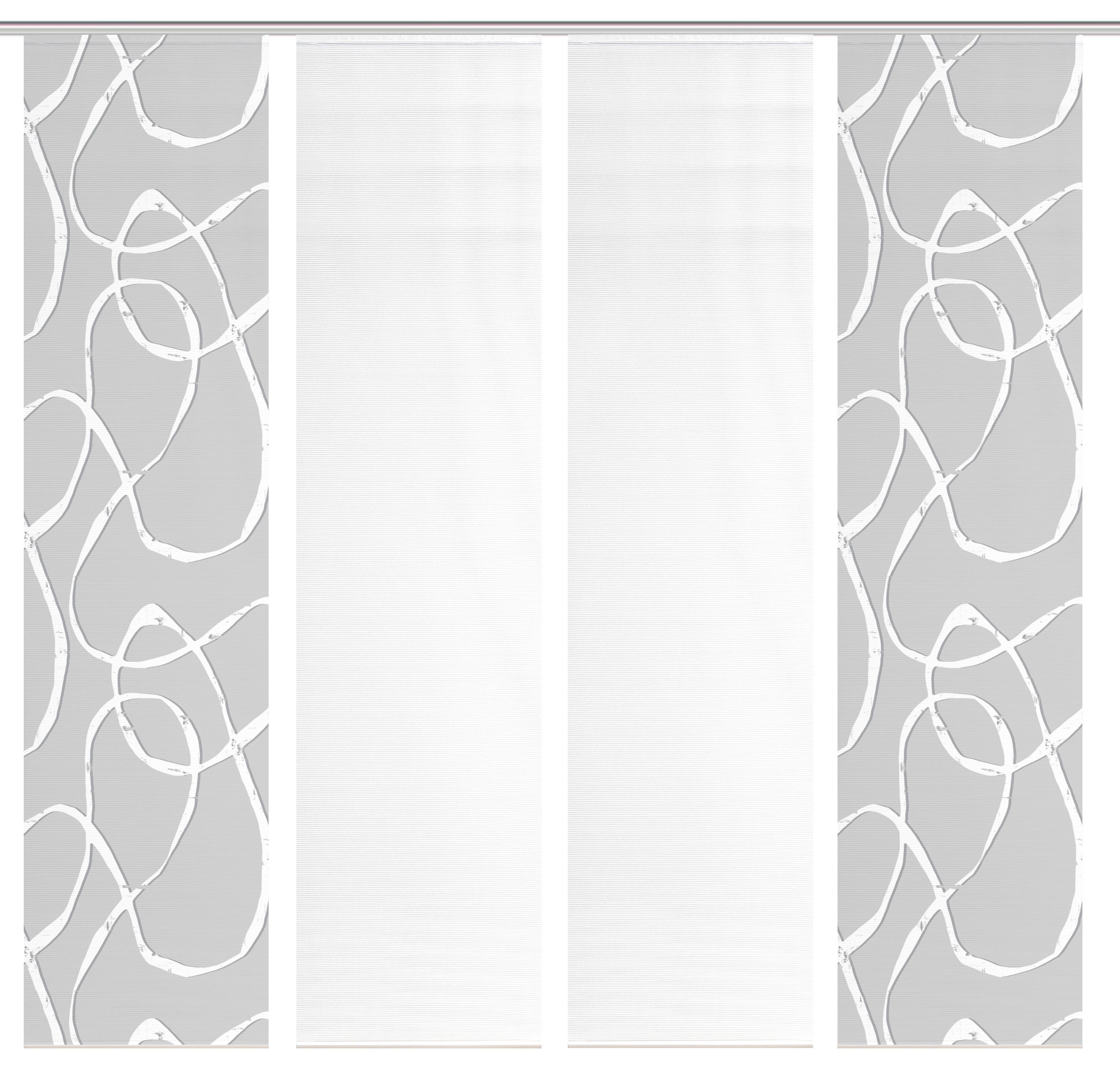 Flächenvorhang Ophelia 4er Set - Hellgrau/Weiß, KONVENTIONELL, Textil (60/260cm)