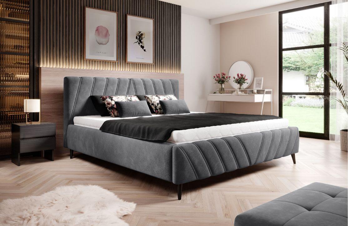 Posteľ Melli S Roštom A Úložným Priestorom 160x200cm - čierna/sivá, Design, drevo/textil (160/200cm)
