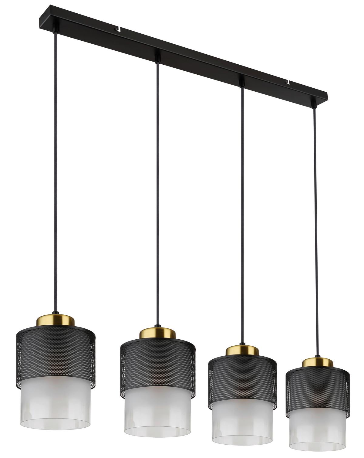 Függőlámpa 15709-4h - fekete/sárgaréz, Design, Üveg/fém (91/16/120cm) - Globo