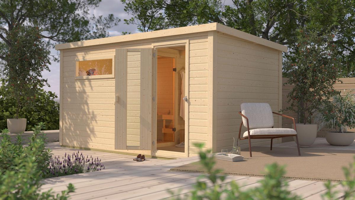 Saunahaus Bente 6 396/217/231 cm - Fichtefarben, Basics, Holz (396/217/231cm)