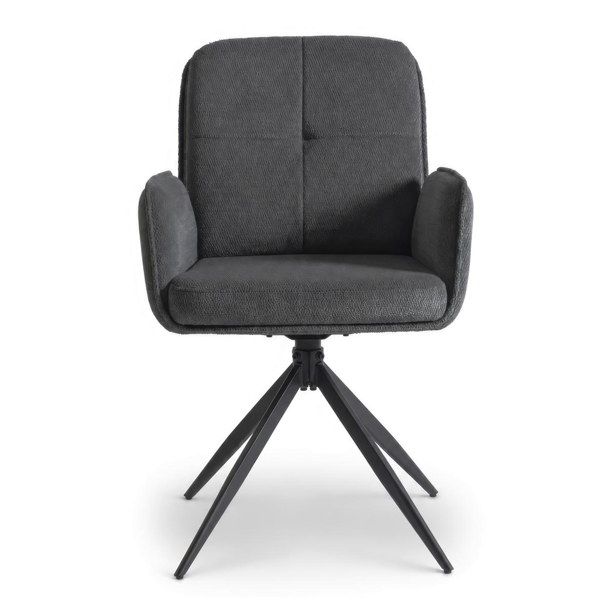 Židle s područkami Nalani, látkový potah, otočné, - tmavě šedá, Moderní, kov/textil (58/86/62cm) - Bessagi Home