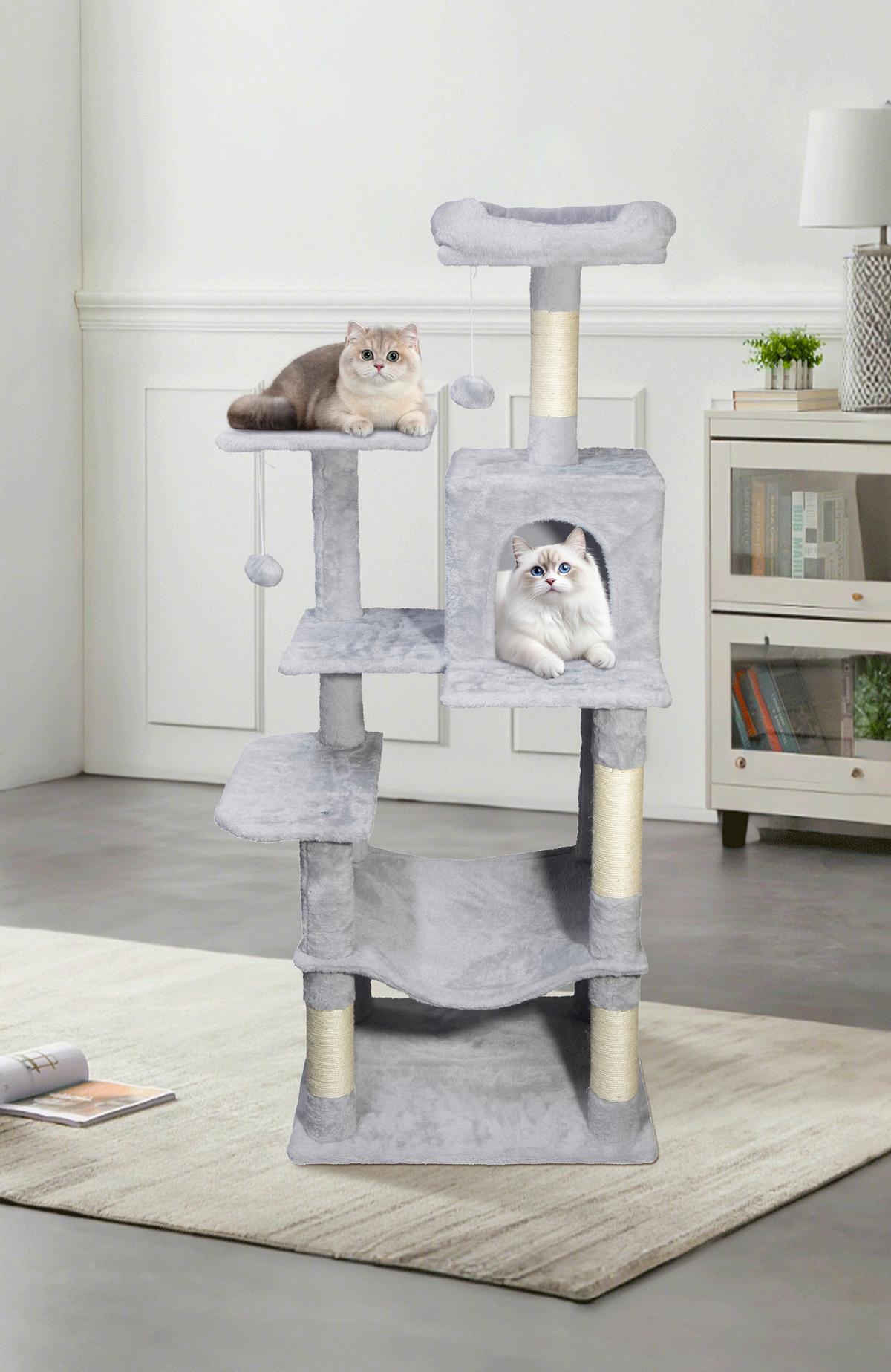 KRATZBAUM CARUSO - Grau, KONVENTIONELL, Karton/Holzwerkstoff (55/45/134cm) - Homezone