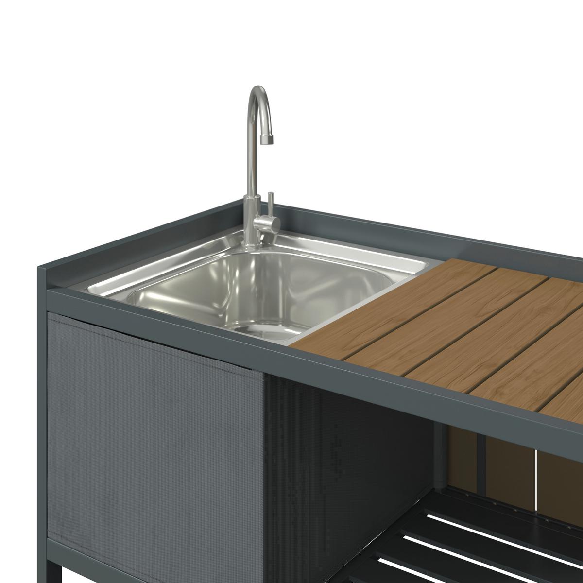 VENKOVNÍ KUCHYNĚ LEVI 2 - přírodní barvy/antracitová, Moderní, kov/plast (144cm)