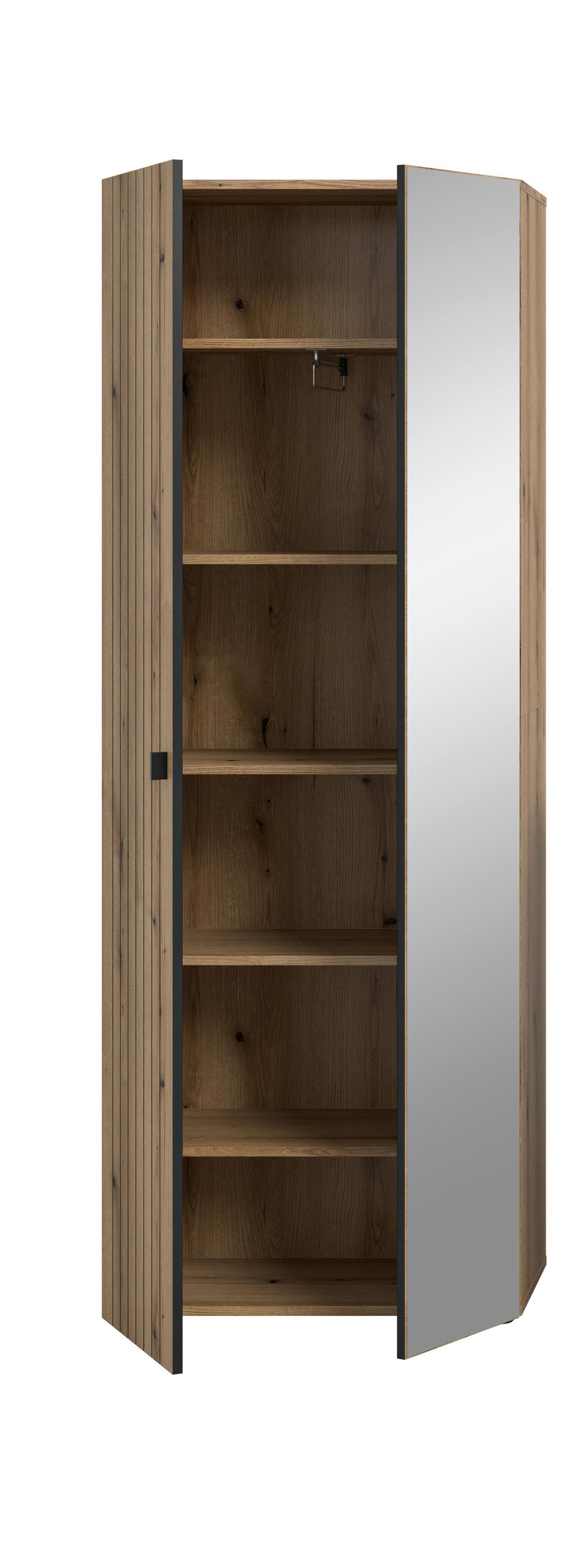 Garderobenschrank Station Eiche Dekor B: 70cm - Eichefarben/Schwarz, Design, Holzwerkstoff (70/192/37cm) - MID.YOU