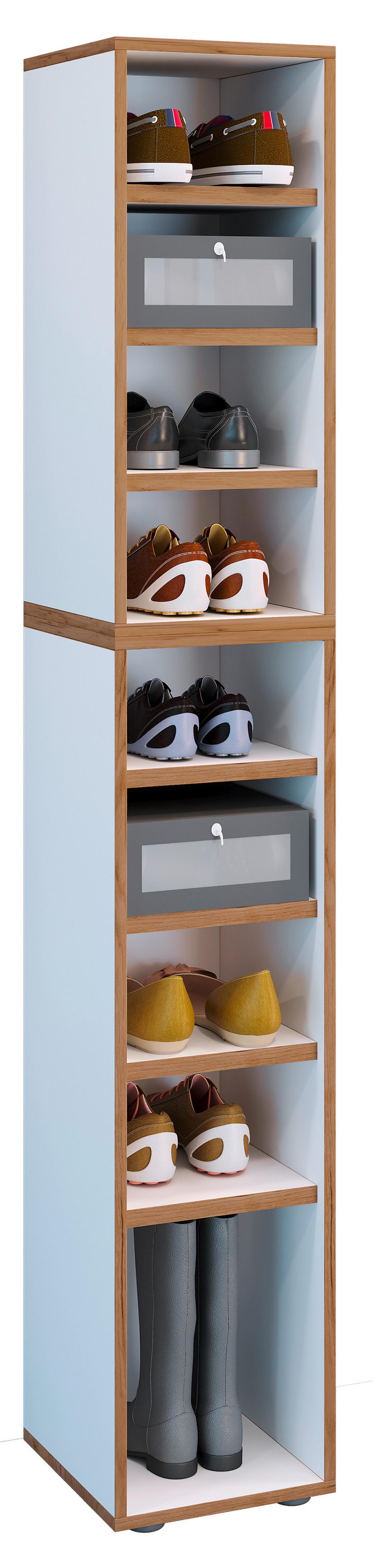 Schuhregal Salia Honigeiche/weiß B: 30 Cm - Honigeiche/Schwarz, Design, Holzwerkstoff (30/183/33cm) - MID.YOU