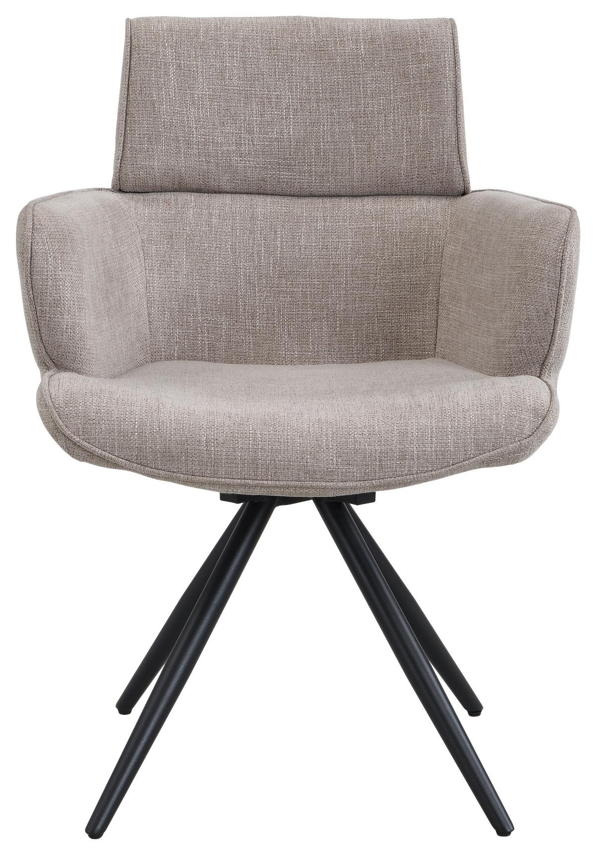 Armlehnstuhl Elis Webstoff Taupe, B: 62 cm - Taupe/Schwarz, KONVENTIONELL, Textil/Metall (62/89/62cm) - Livetastic