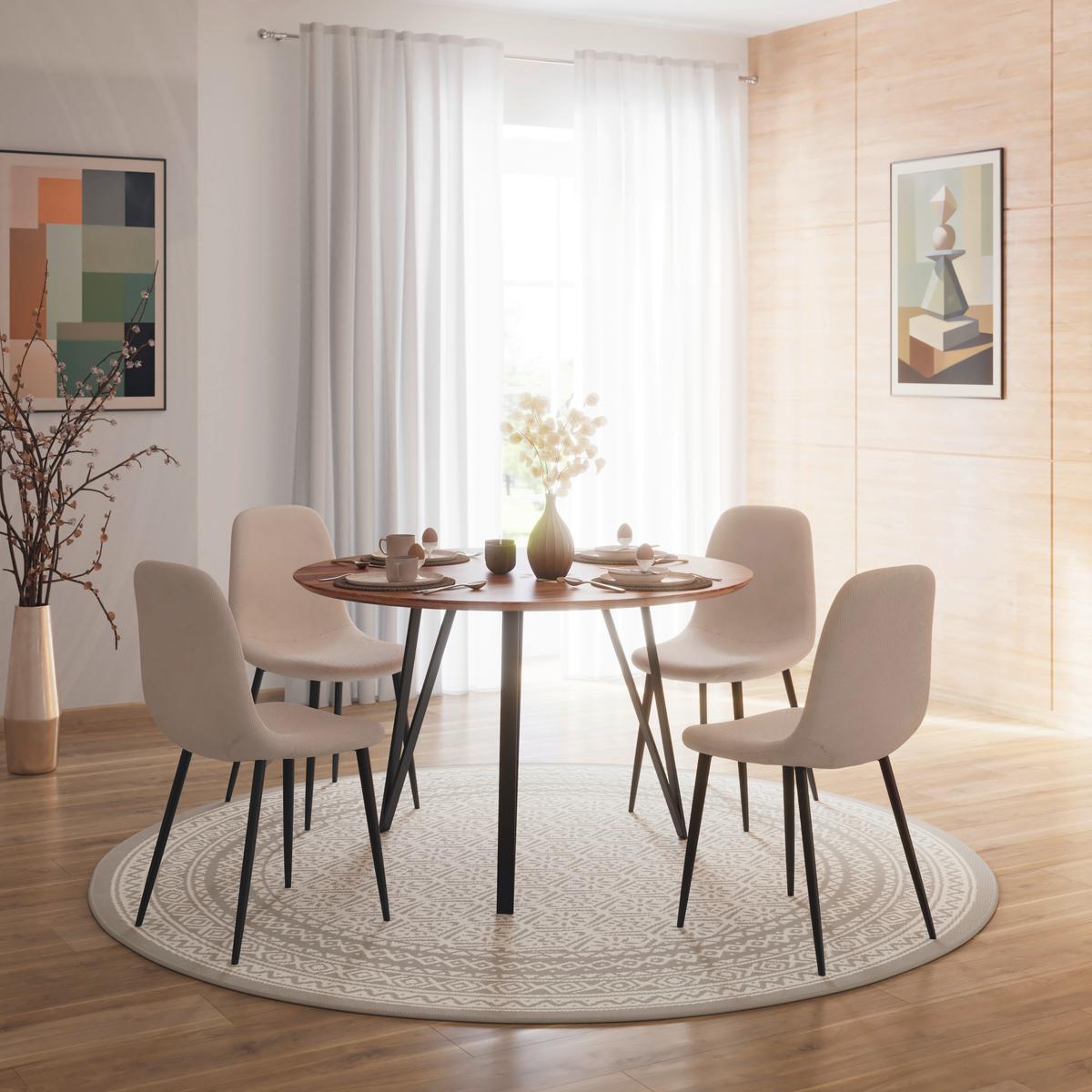 Jídelní stůl MALMO 120 - černá/barvy akácie, Moderní, kov/dřevo (120/120/76cm) - Bessagi Home